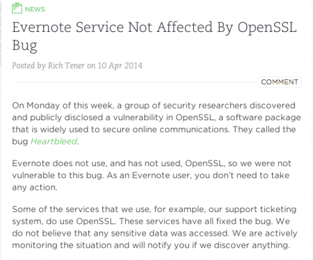 Evernote Heartbleed Blog Post