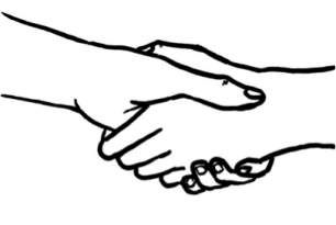 handshake depicting a formal introduction for an informative interview