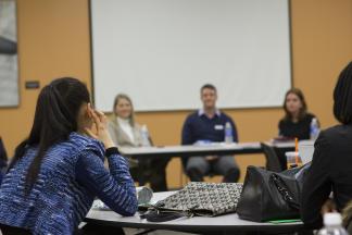 students listen in for job search advice