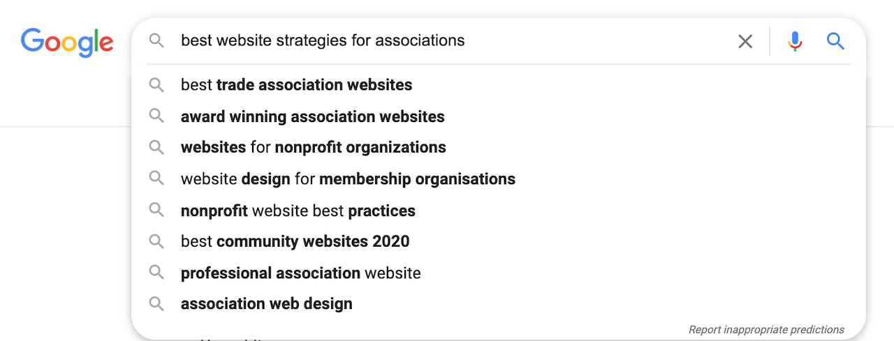 Google search predictions