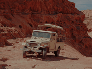 Car on a desert mountain