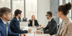 lawyers gathered around a conference table