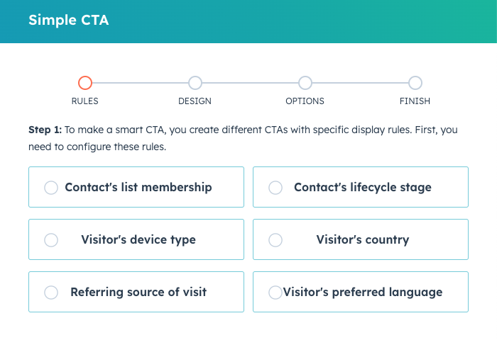 screenshot of how to convert a simple CTA to a smart CTA in HubSpot